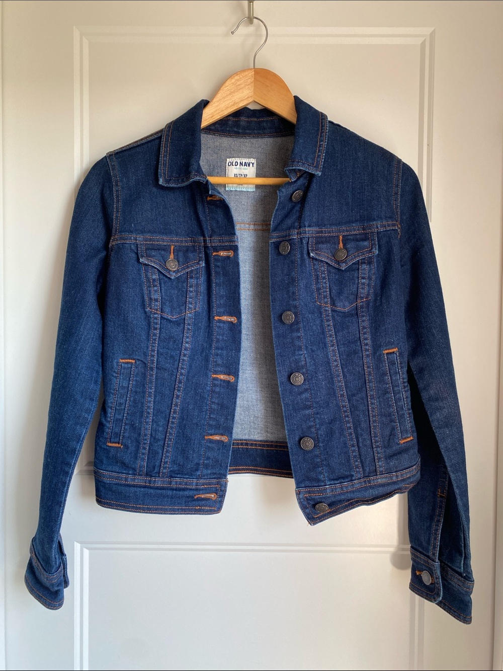 Old Navy Dark Blue Denim Jacket with Contrast Stitching